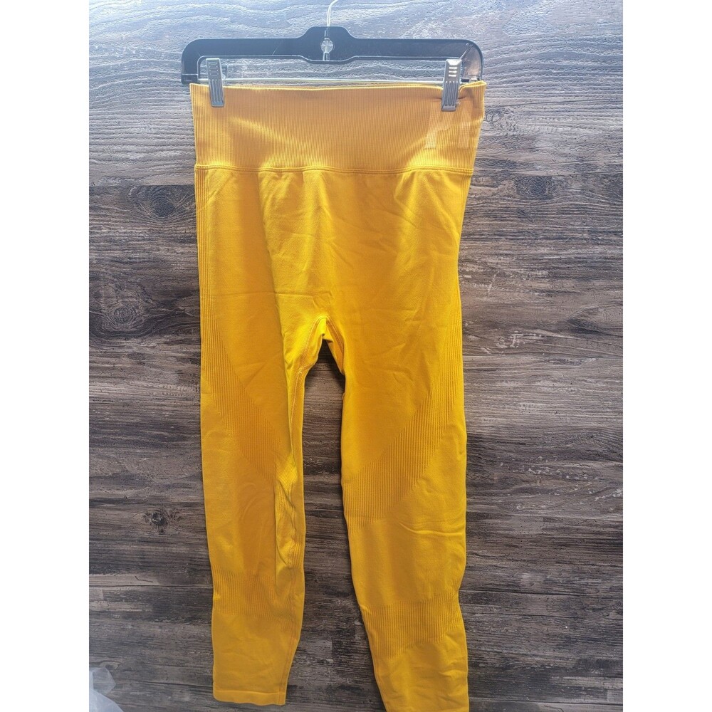 PINK ACTIVE Size L Womens Yellow Stretch Athletic Yoga Gym Seamless Leggings